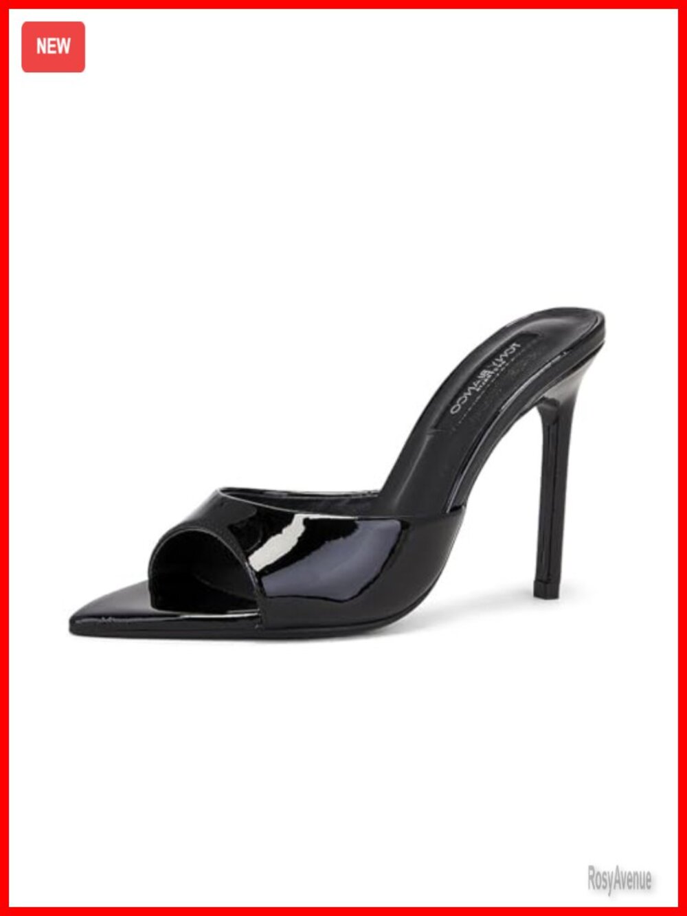 Faux Leather Open Toe Stiletto Mule Sandals Pointed Backless High Heel